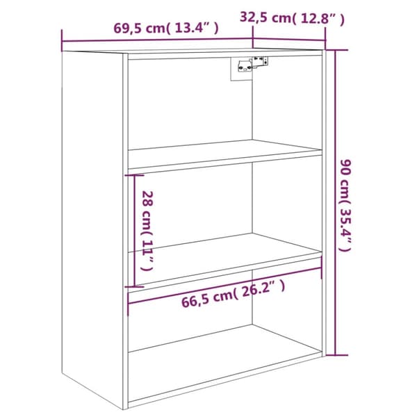 vidaXL vægskab 69,5x32,5x90 cm sonoma-eg - Skænke