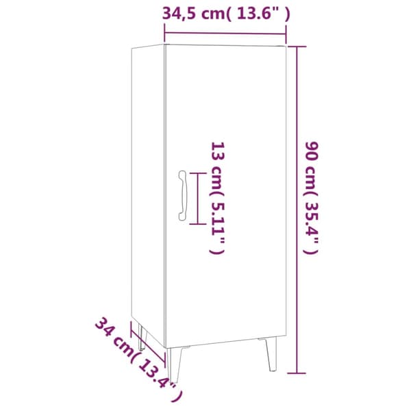 vidaXL Senkki betoninharmaa 34,5x34x90 cm tekninen puu -  Tarjoilupöydät & senkit