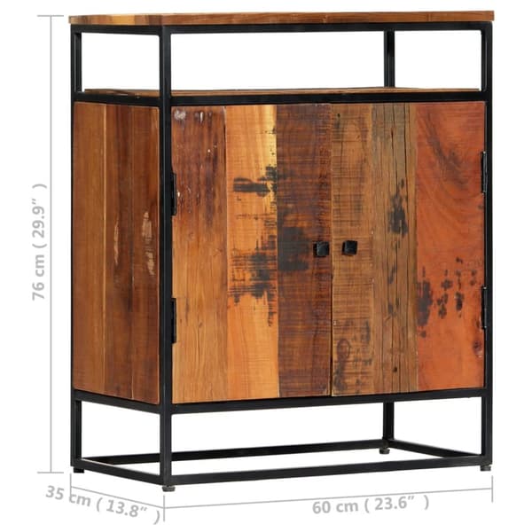 vidaXL sideskab 60x35x76 cm massivt genbrugstræ og stål - Skænke