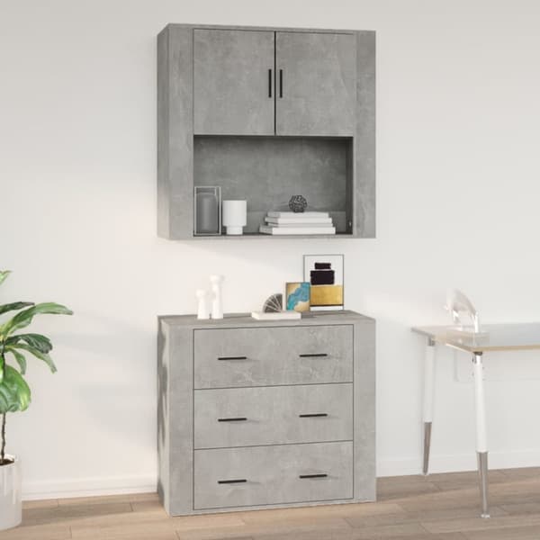 vidaXL Väggskåp betonggrå 80x33x80 cm konstruerat trä - Skänkar & serveringsbord