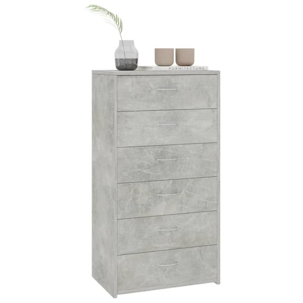 vidaXL Lipasto 6 vetolaatikolla betoninharmaa 50x34x96 cm tekninen puu - Tarjoilupöydät & senkit