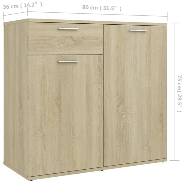 vidaXL Senkki Sonoma-tammi 80x36x75 cm tekninen puu -  Tarjoilupöydät & senkit