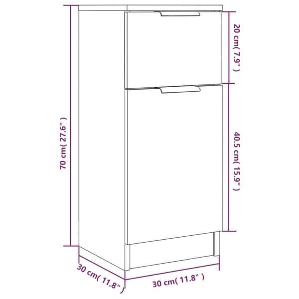 vidaXL skænk 30x30x70 cm konstrueret træ sonoma-eg - Skænke