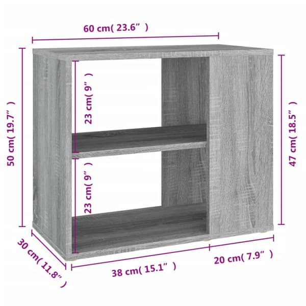 vidaXL Sivukaappi harmaa Sonoma 60x30x50 cm tekninen puu -  Tarjoilupöydät & senkit
