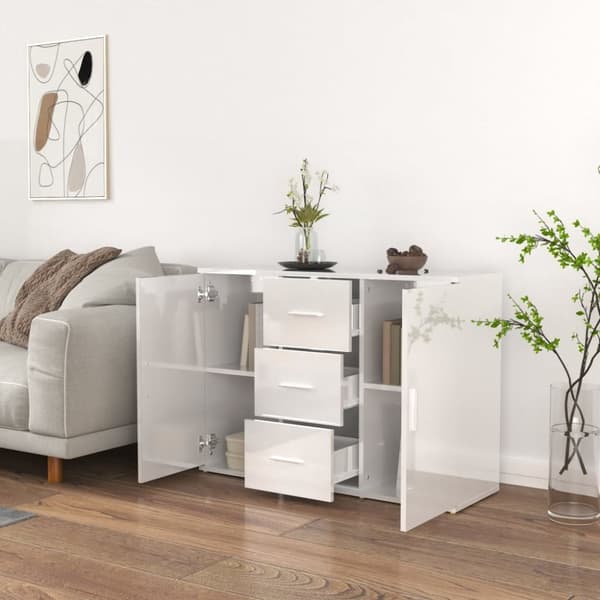 vidaXL Skåp vit högglans 91x29,5x65 cm konstruerat trä - Skänkar & serveringsbord