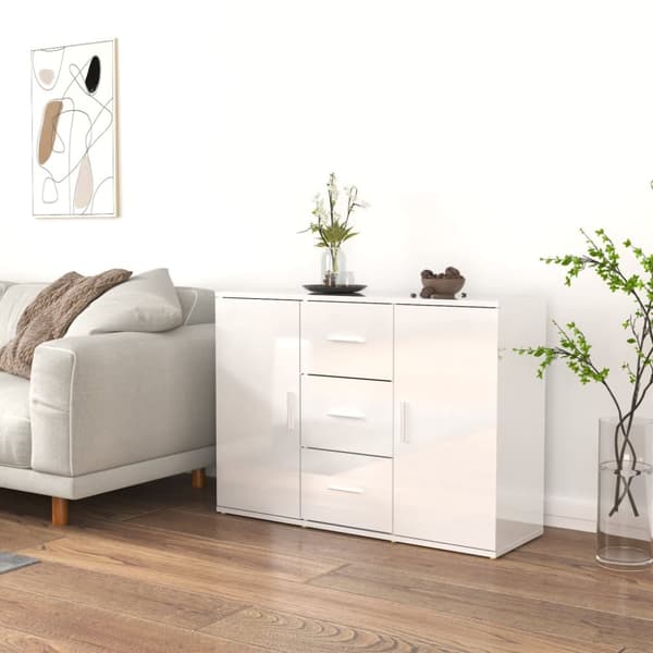 vidaXL Skåp vit högglans 91x29,5x65 cm konstruerat trä - Skänkar & serveringsbord