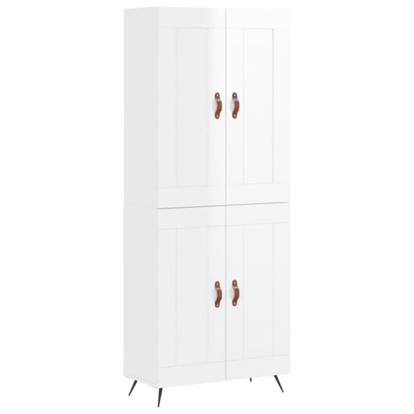vidaXL Kaappi korkeakiilto valkoinen 69,5x34x180 cm tekninen puu - Tarjoilupöydät & senkit