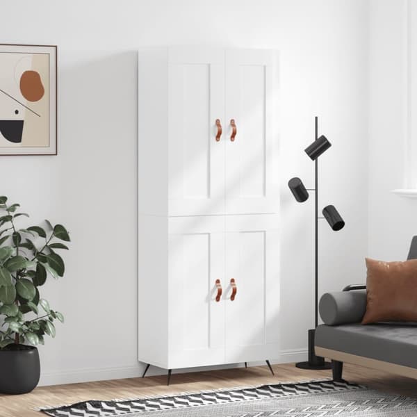 vidaXL Kaappi korkeakiilto valkoinen 69,5x34x180 cm tekninen puu -  Tarjoilupöydät & senkit