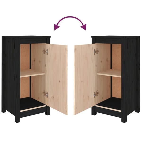 vidaXL skænke 2 stk. 40x35x80 cm massivt fyrretræ sort - Skænke