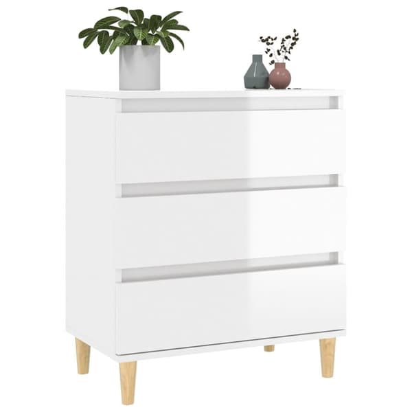 vidaXL Senkki korkeakiilto valkoinen 60x35x70 cm tekninen puu -  Tarjoilupöydät & senkit