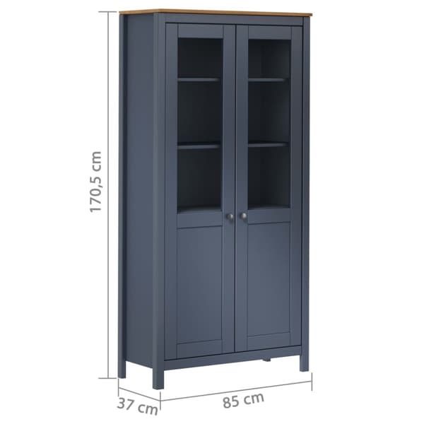 vidaXL Vitriini Hill harmaa 85x37x170,5 cm täysi mänty -  Tarjoilupöydät & senkit