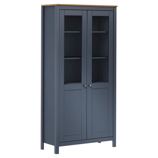 vidaXL Vitriini Hill harmaa 85x37x170,5 cm täysi mänty -  Tarjoilupöydät & senkit