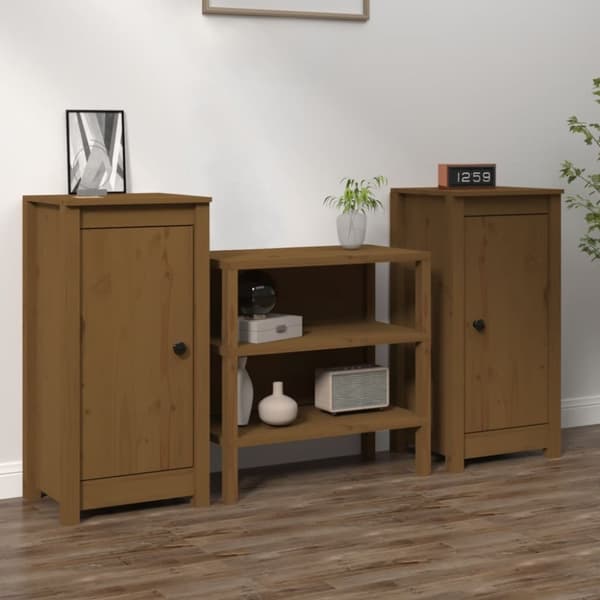vidaXL Senkit 2 kpl hunajanruskea 40x35x80 cm täysi mänty - Tarjoilupöydät & senkit