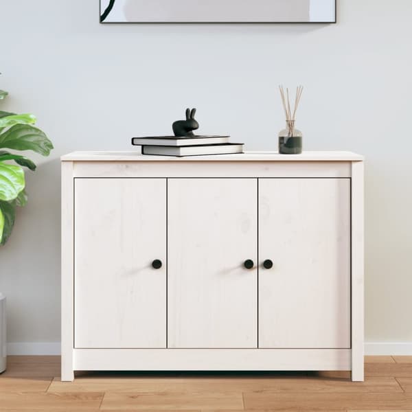 vidaXL Senkki valkoinen 100x35x74 cm täysi mänty - Tarjoilupöydät & senkit