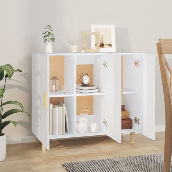 vidaXL Senkki valkoinen 90x34x80 cm tekninen puu - Tarjoilupöydät & senkit