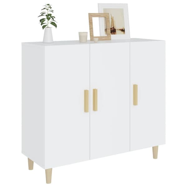 vidaXL Senkki valkoinen 90x34x80 cm tekninen puu -  Tarjoilupöydät & senkit