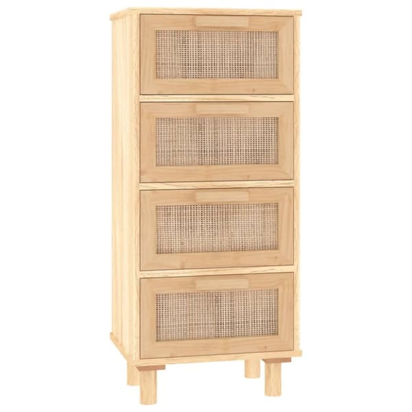 vidaXL Skänk brun 40x30x90 cm massiv furu och naturlig rotting - Skänkar & serveringsbord