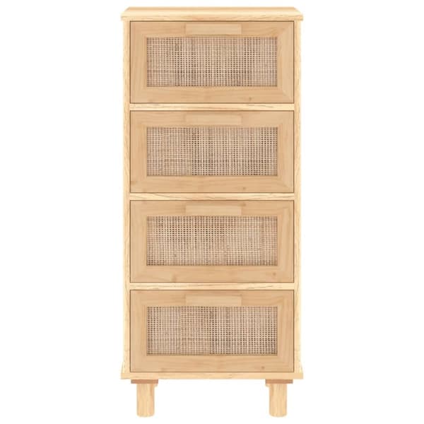 vidaXL Skänk brun 40x30x90 cm massiv furu och naturlig rotting - Skänkar & serveringsbord