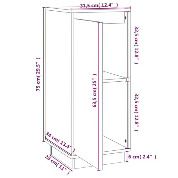 vidaXL skænk 31,5x34x75 cm massivt fyrretræ - Skænke