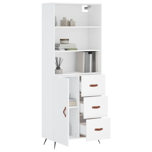 vidaXL højskab 69,5x34x180 cm konstrueret træ hvid -  Skænke