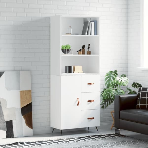 vidaXL højskab 69,5x34x180 cm konstrueret træ hvid -  Skænke