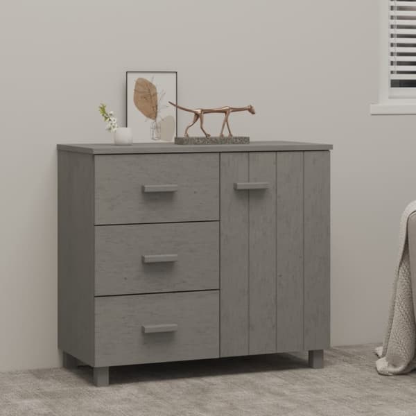 vidaXL Kaappi HAMAR vaaleanharmaa 90x40x80 cm täysi mänty -  Tarjoilupöydät & senkit