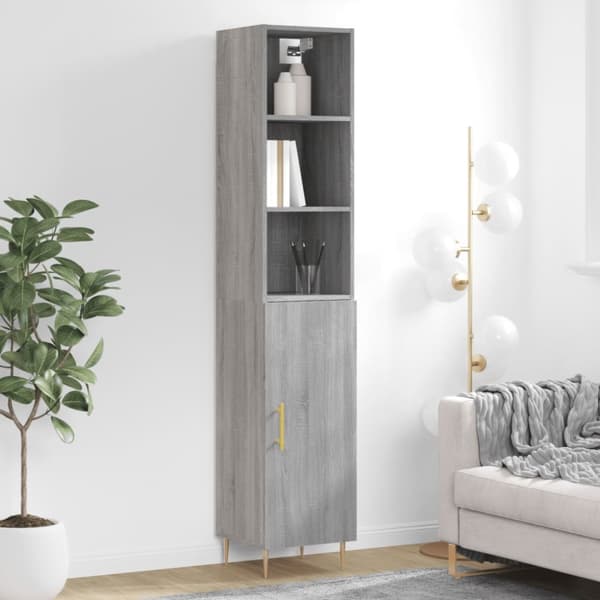 vidaXL Högskåp grå sonoma 34,5x34x180 cm konstruerat trä - Skänkar & serveringsbord