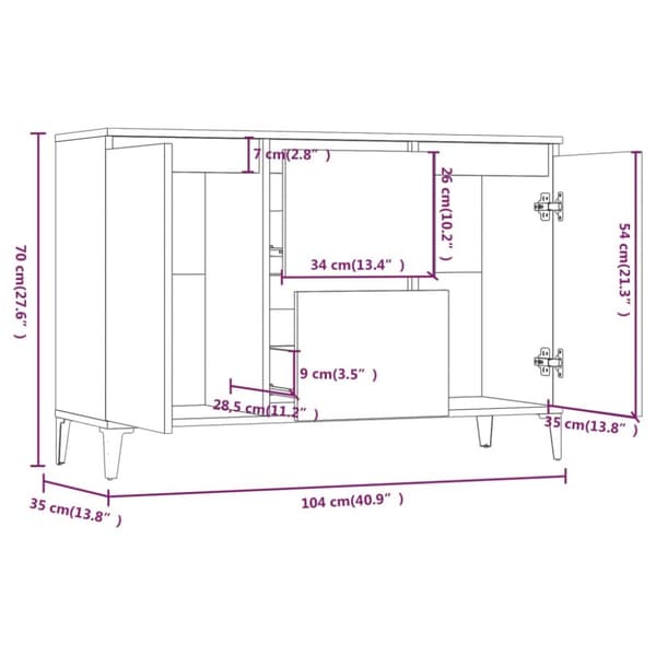 vidaXL Skänk grå sonoma 104x35x70 cm konstruerat trä - Skänkar & serveringsbord