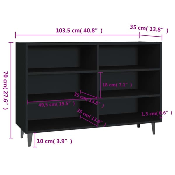 vidaXL skænk 103,5x35x70 cm spånplade sort - Skænke