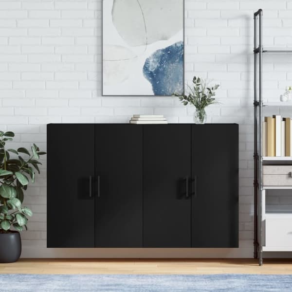 vidaXL vægskabe 2 stk. 69,5x34x90 cm sort - Skænke