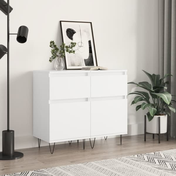 vidaXL skænke 2 stk. 40x35x70 cm konstrueret træ hvid - Skænke