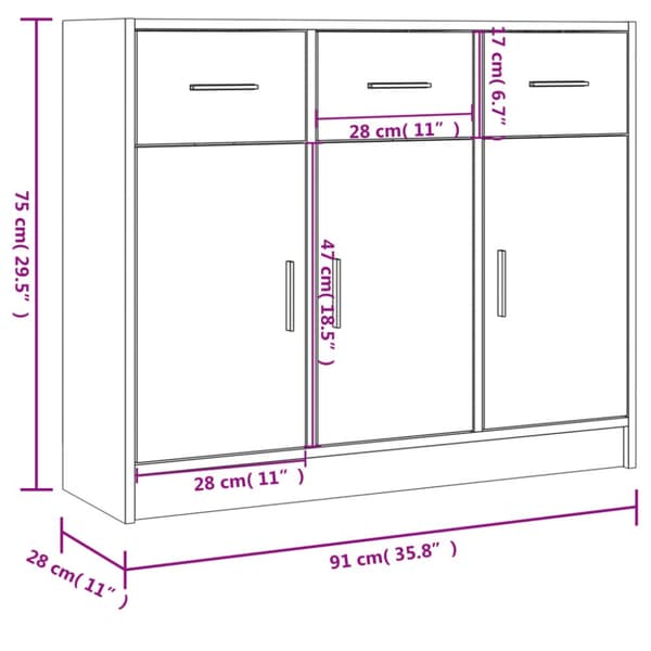 vidaXL Skänk svart 91x28x75 cm konstruerat trä -  Skänkar & serveringsbord