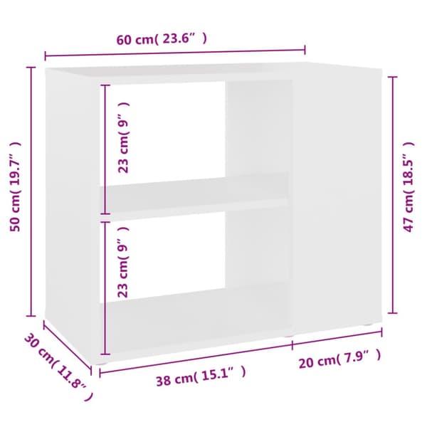 vidaXL sideskab 60x30x50 cm konstrueret træ hvid -  Skænke
