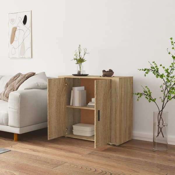vidaXL Senkki Sonoma-tammi 80x33x70 cm tekninen puu - Tarjoilupöydät & senkit