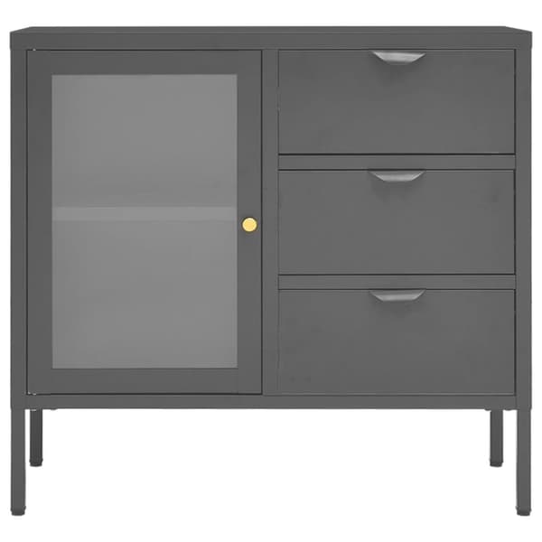 vidaXL Senkki antrasiitti 75x35x70 cm teräs ja karkaistu lasi - Tarjoilupöydät & senkit