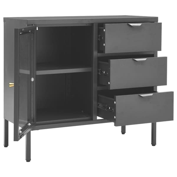 vidaXL Senkki antrasiitti 75x35x70 cm teräs ja karkaistu lasi - Tarjoilupöydät & senkit