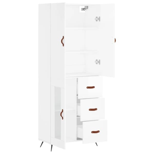 vidaXL højskab 69,5x34x180 cm konstrueret træ hvid højglans - Skænke