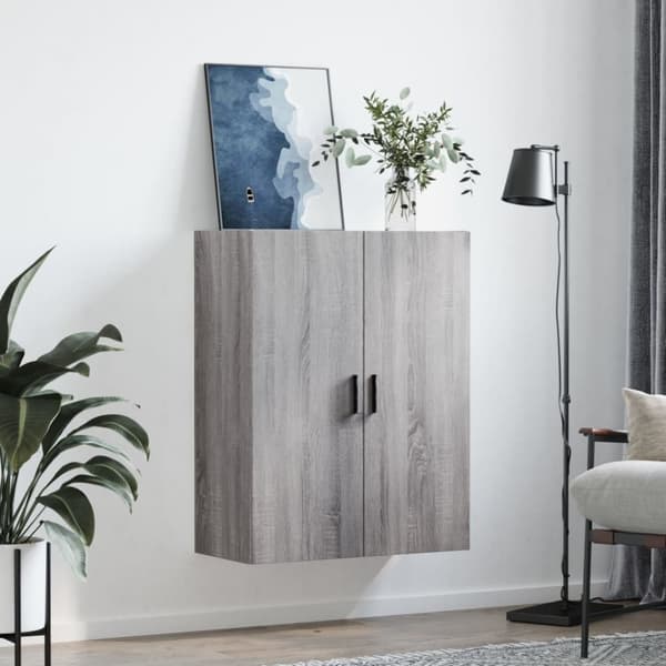 vidaXL Seinäkiinnitettävä kaappi harmaa Sonoma 69,5x34x90 cm - Tarjoilupöydät & senkit