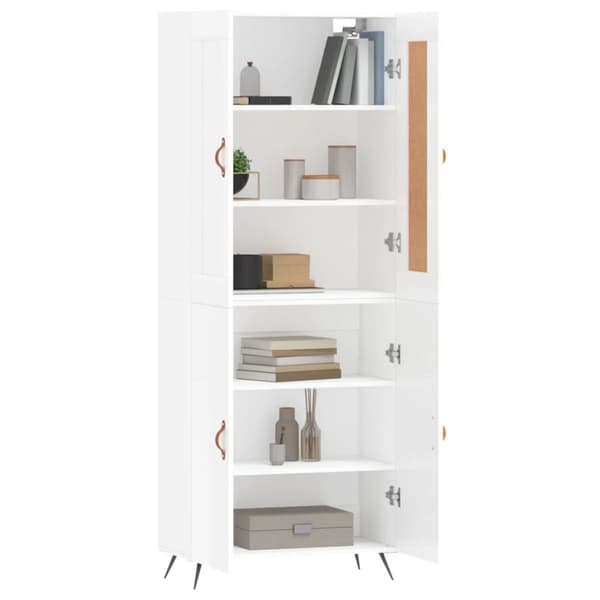 vidaXL Kaappi korkeakiilto valkoinen 69,5x34x180 cm tekninen puu -  Tarjoilupöydät & senkit