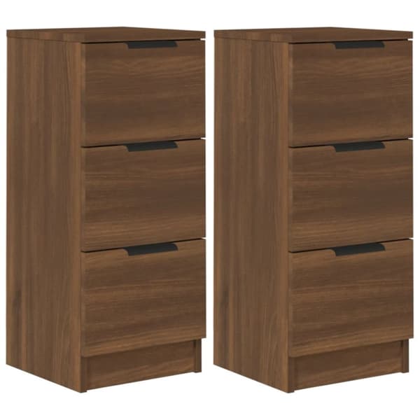 vidaXL Senkit 2 kpl ruskea tammi 30x30x70 cm tekninen puu -  Tarjoilupöydät & senkit