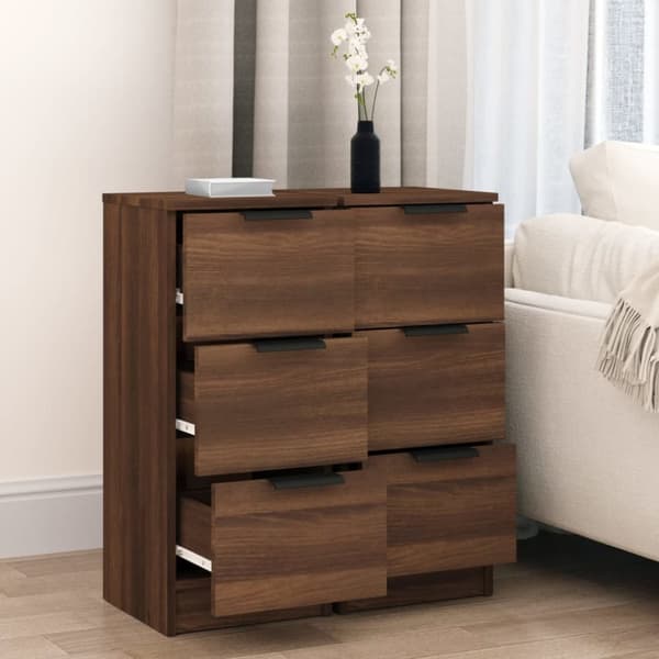 vidaXL Senkit 2 kpl ruskea tammi 30x30x70 cm tekninen puu -  Tarjoilupöydät & senkit