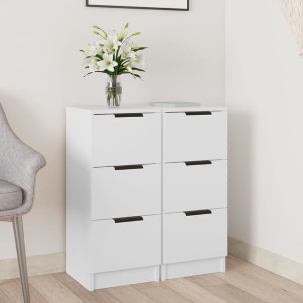 vidaXL skænke 2 stk. 30x30x70 cm konstrueret træ hvid -  Skænke