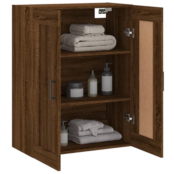 vidaXL Seinäkiinnitettävä kaappi rusk tammi 69,5x34x90 cm tekninen puu - Tarjoilupöydät & senkit