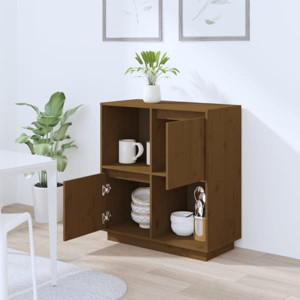 vidaXL Senkki hunajanruskea 74x35x80 cm täysi mänty -  Tarjoilupöydät & senkit