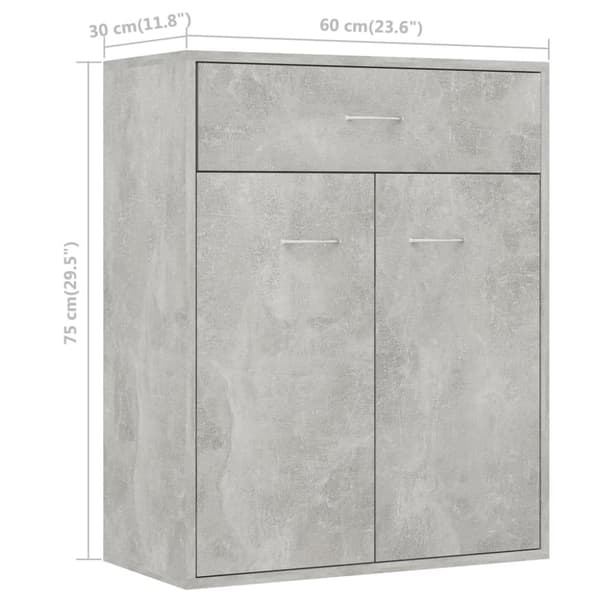 vidaXL skænk 60 x 30 x 75 cm spånplade betongrå - Skænke