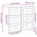Pikkukuva 11 / 11: vidaXL Senkki korkeakiilto valkoinen 70x35,5x67,5 cm tekninen puu -  Tarjoilupöydät & senkit