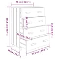 Pikkukuva 10 / 11: vidaXL Sivupöytä HAMAR valkoinen 79x40x103,5 cm täysi mänty -  Tarjoilupöydät & senkit