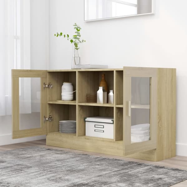 vidaXL Vitrinskåp sonoma-ek 120x30,5x70 cm konstruerat trä -  Skänkar & serveringsbord