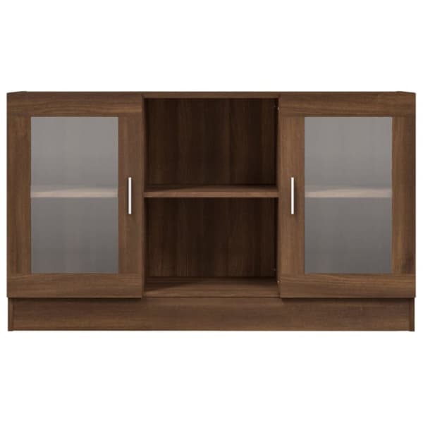 vidaXL vitrineskab 120x30,5x70 cm konstrueret træ brun egetræsfarve -  Skænke