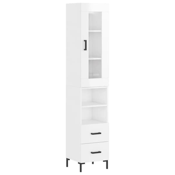 vidaXL skab 34,5x34x180 cm konstrueret træ hvid højglans -  Skænke